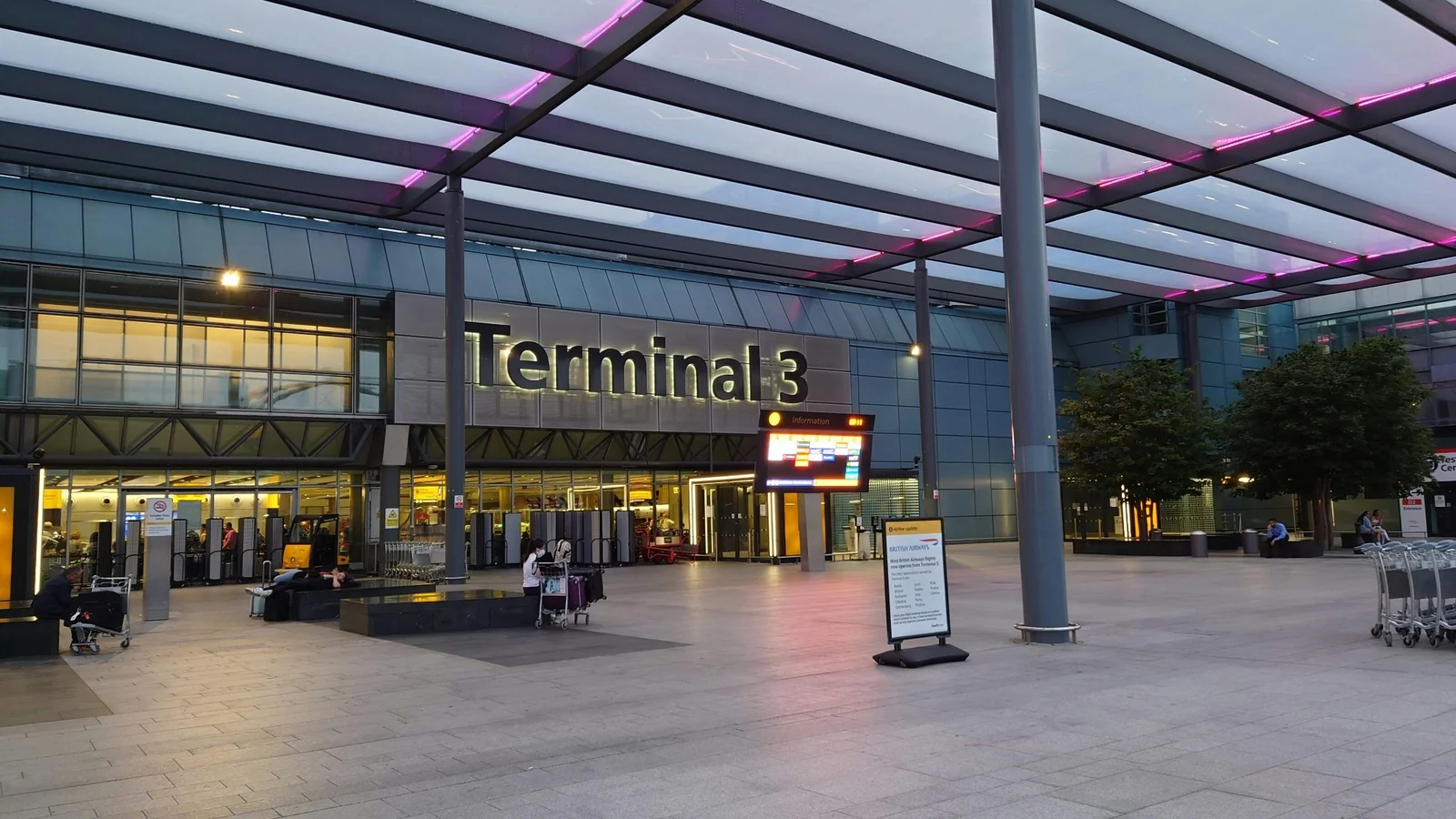 Entrance to Heathrow Airport Terminal 3 in London